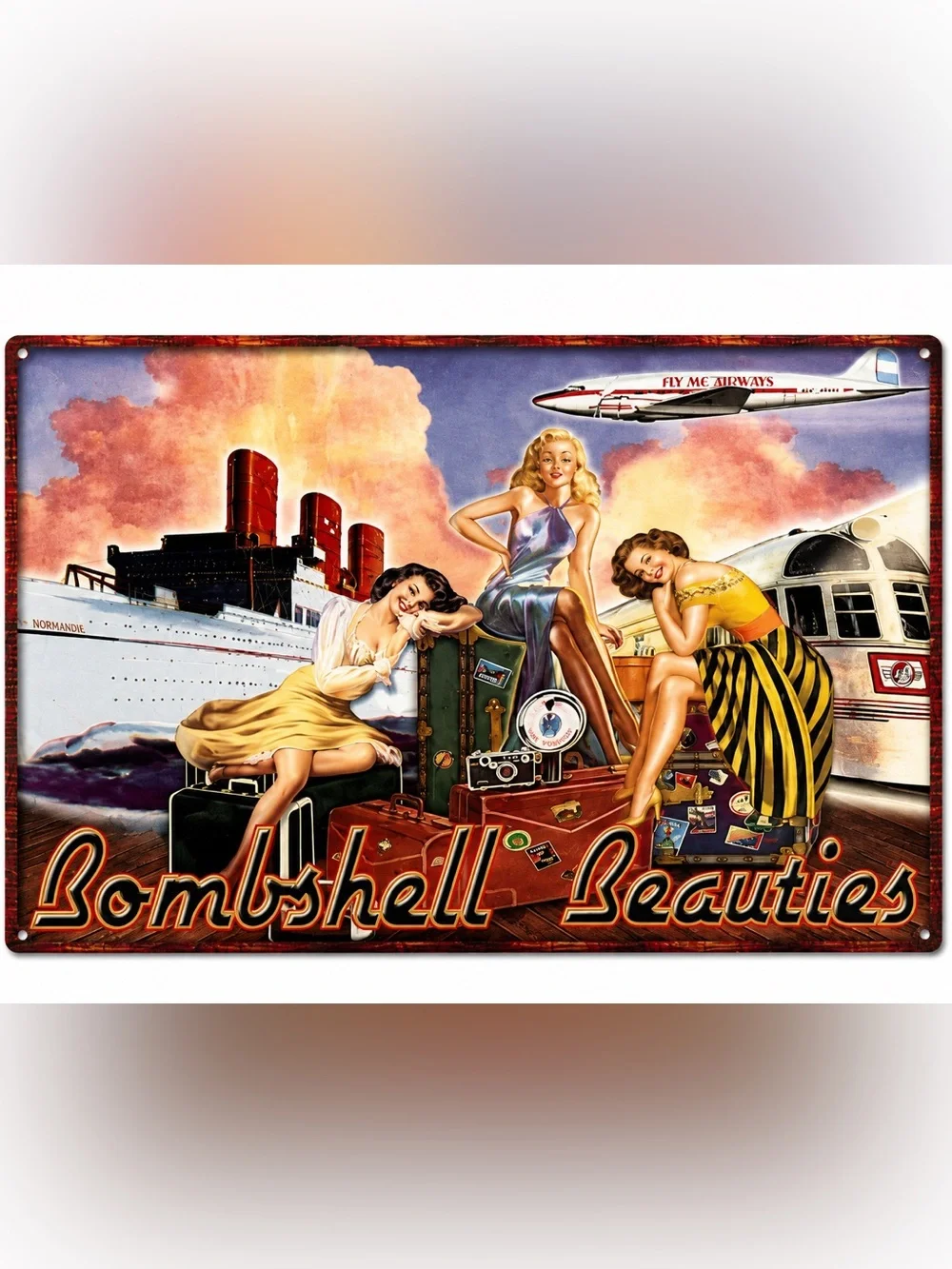 NEW Bombshell Beauties Metal Sign